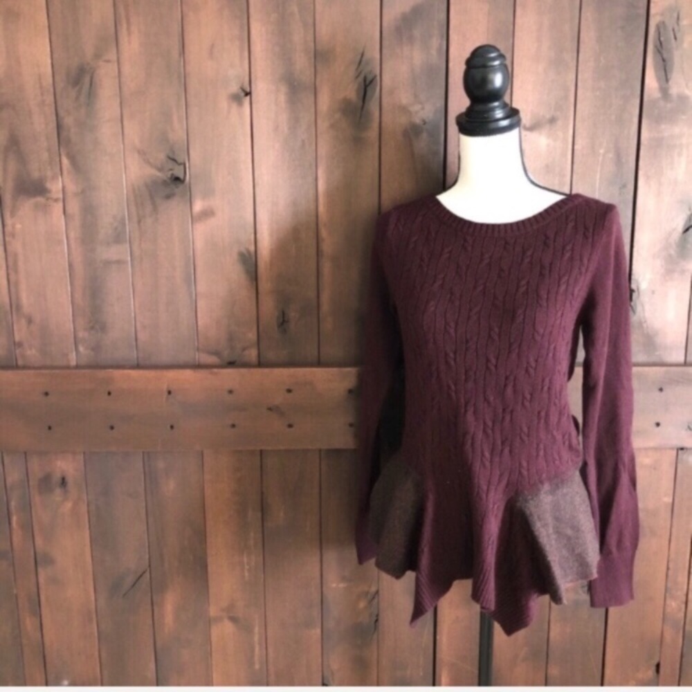Anthropologie Maroon Crew Neck Sweater - Picture 3 of 8